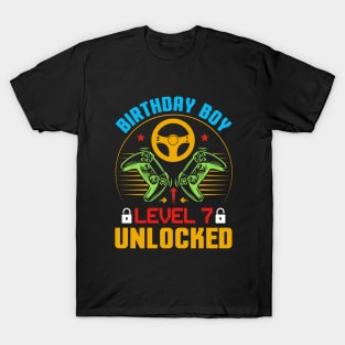 Birthday Boy Level 7 Unlocked Gamer Birthday T-Shirt